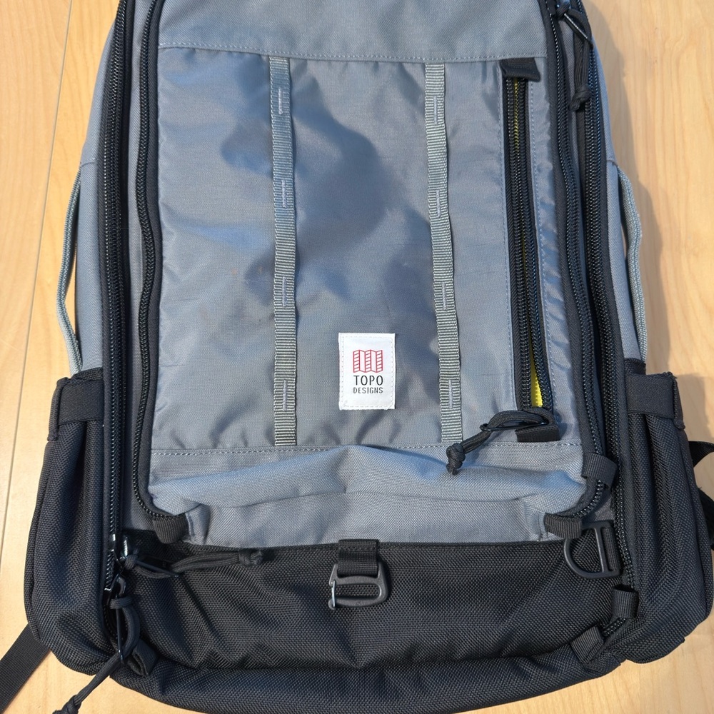 Topo Designs Two-Tone Backpack in Gray and Black